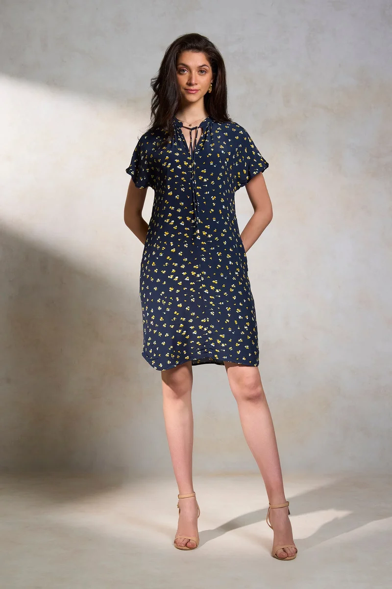 فيرجيو Floral Viscose Relaxed Mini Dress for Women
