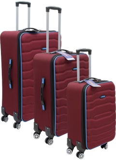 Claret Red Cabin (Small), Medium and Large Size 3-Piece Special Embossed Fabric Suitcase Set