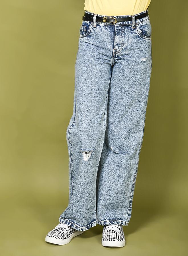 LILPICKS Light Denim Wash Straight Flared Jeans  - Image 5