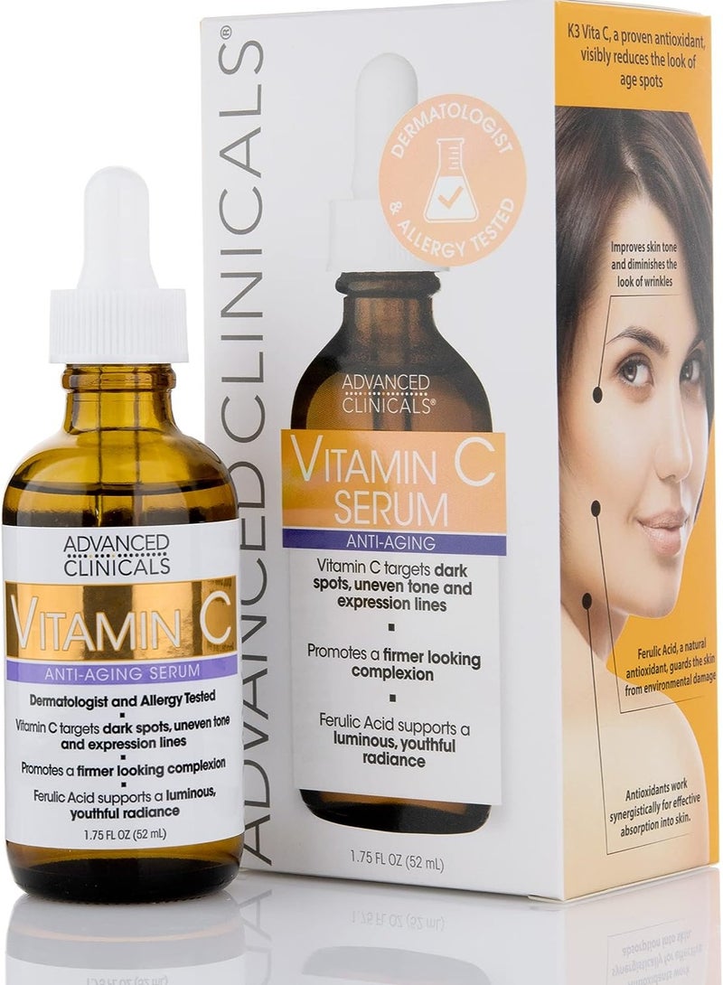 Advanced Clinicals Advanced Clinicals Vitamin C Skin Care Value, Anti Aging Set Skin 3 Products Vitamin C Hand Cream 237 ml, Vitamin C Face and Body Cream Moisturizing Skin Care 454g and Vitamin C Serum for Face 52 ml - Image 3