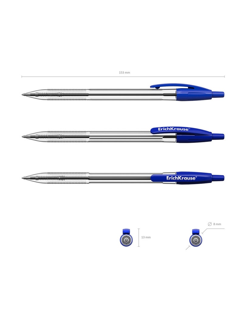 ErichKrause 8-Piece Classic Matic Retractable Ballpoint Pen Blue Ink 1.0mm Tip Blue Ink - Image 3