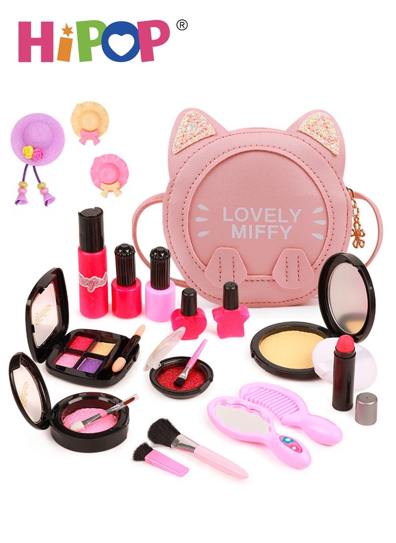 HIPOP - Girls Makeup Set Backpack,Portable Cosmetic Toys with Washable and Nontoxic,Girls Pretend Play Gift - Image 1
