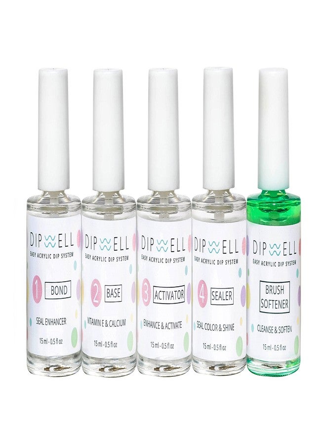 DipWell مجموعة ديب ويل لطلاء الأظافر بالبودرة - مجموعة ألوان لامعة للمبتدئين، مجموعة راتنج الأكريليك والجل - نظام للمبتدئين (مادة لاصقة، قاعدة، منشط، مادة مانعة للتسرب، منعم للفرشاة + 3 عبوات بودرة) - Image 5