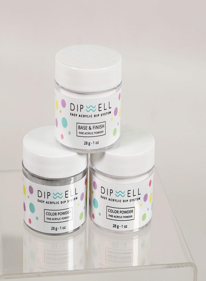 DipWell مجموعة ديب ويل لطلاء الأظافر بالبودرة - مجموعة ألوان لامعة للمبتدئين، مجموعة راتنج الأكريليك والجل - نظام للمبتدئين (مادة لاصقة، قاعدة، منشط، مادة مانعة للتسرب، منعم للفرشاة + 3 عبوات بودرة) - Image 3