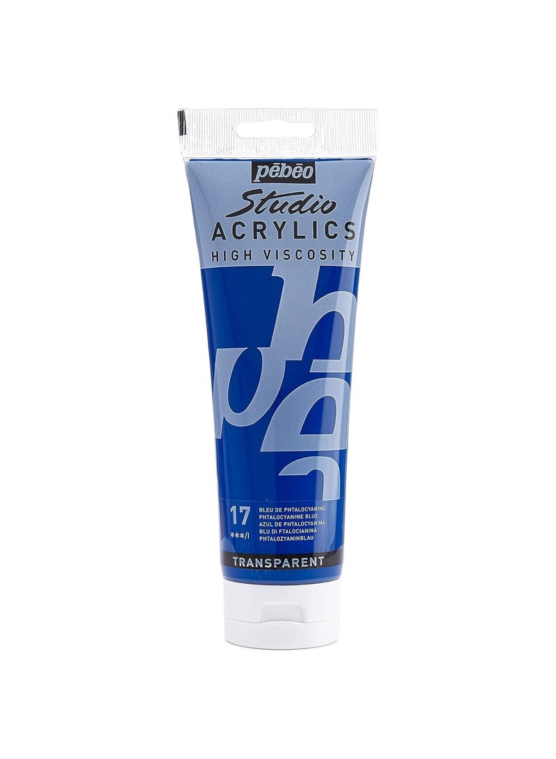 Pebeo Studio Acrylics Acrylic Paint Tube 100ml Content Phtalocyanine Blue - Image 1