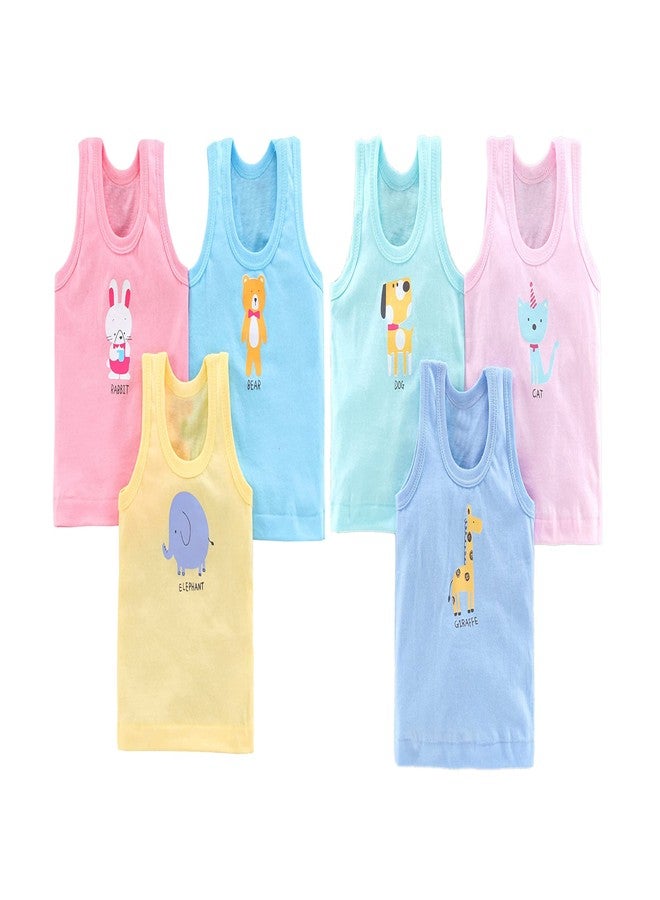ANGAAKAR CLOTHINGS Printed Baby Vest for Kids Cotton Sleeveless Toddler Sando Baniyan Baby Innerwear Cloth for Boys & Girls, Pack of 6 - Image 1