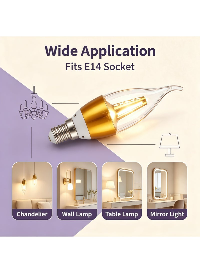 Lurette 1 Pack 15W E14 Base Candle Bulb, 2700K to 6500K (Warm White, Warm Yellow, White Light), LED Light Bulb for Home Decor Ceiling Fan Dining Room - Image 3