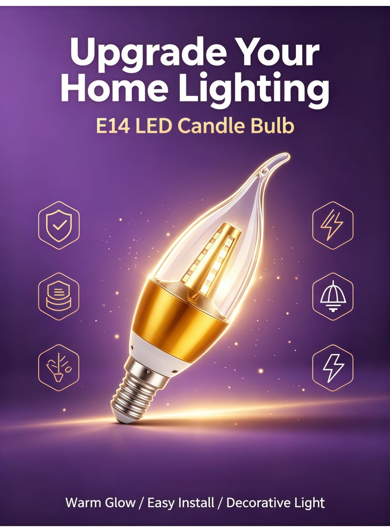 Lurette 1 Pack 15W E14 Base Candle Bulb, 2700K to 6500K (Warm White, Warm Yellow, White Light), LED Light Bulb for Home Decor Ceiling Fan Dining Room - Image 5
