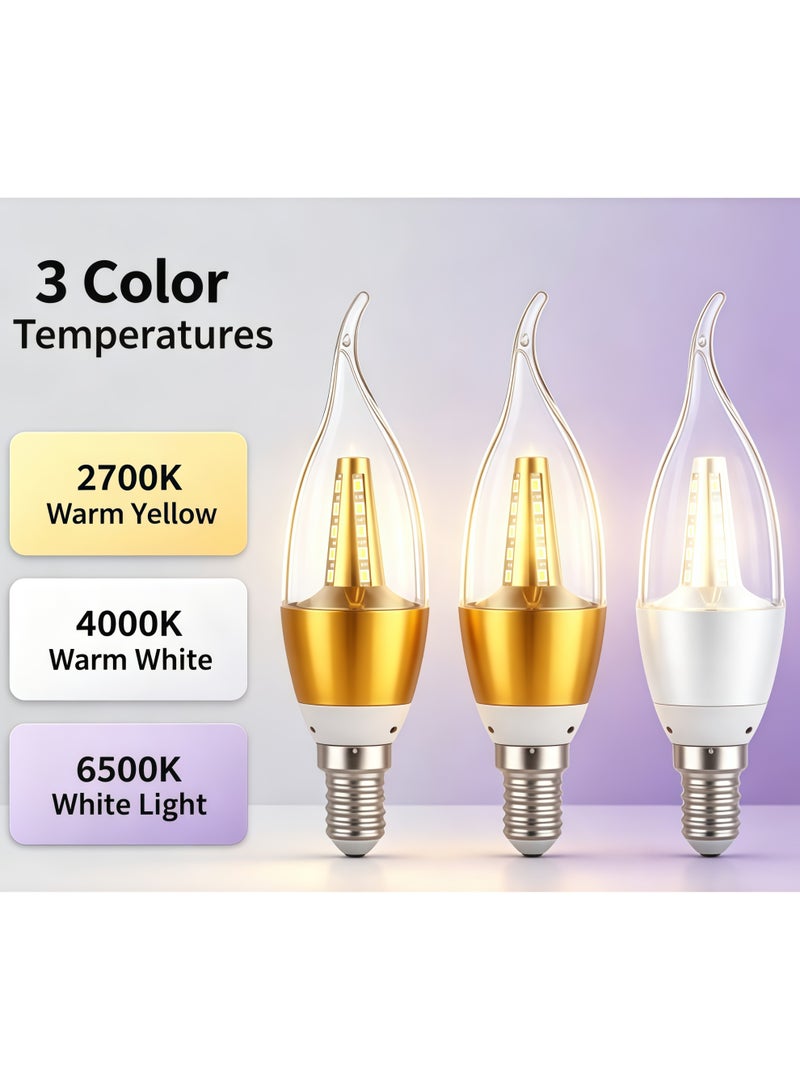 Lurette 1 Pack 15W E14 Base Candle Bulb, 2700K to 6500K (Warm White, Warm Yellow, White Light), LED Light Bulb for Home Decor Ceiling Fan Dining Room - Image 2
