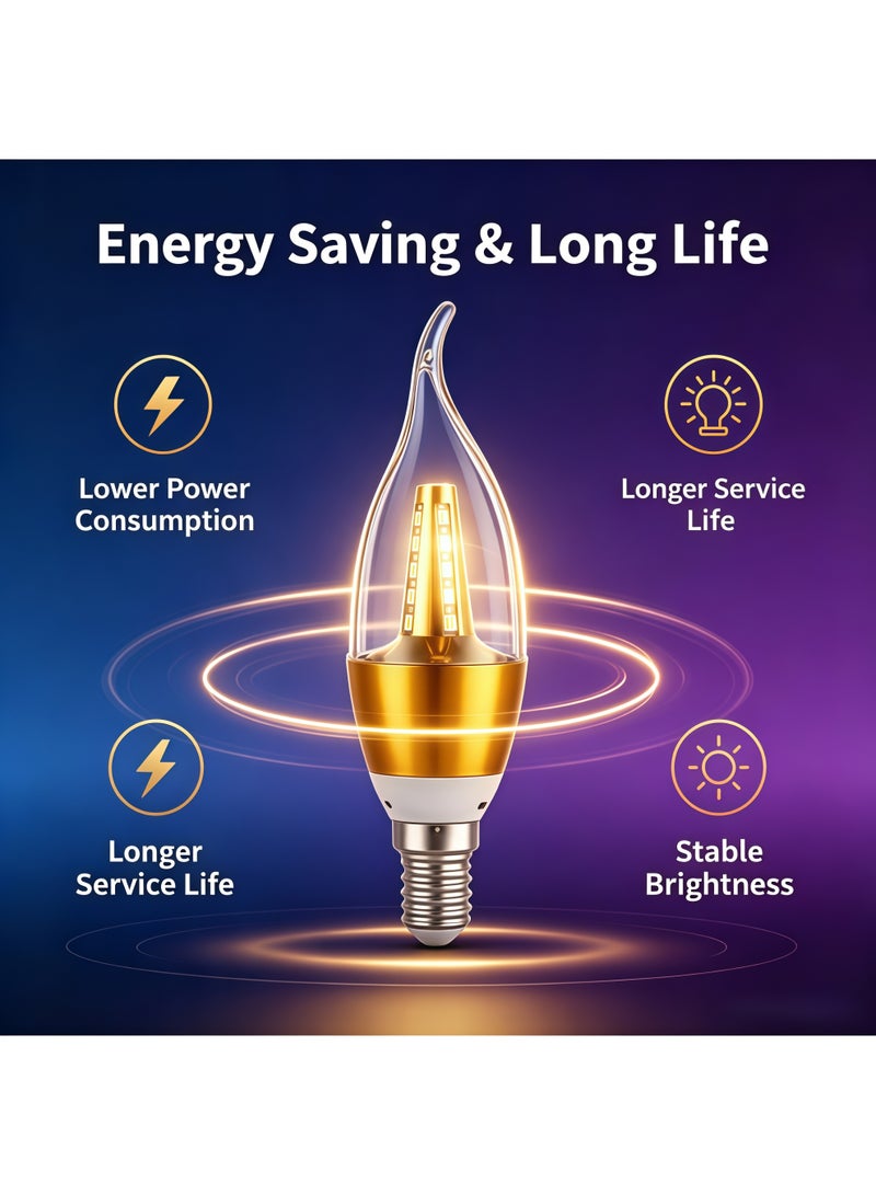 Lurette 1 Pack 15W E14 Base Candle Bulb, 2700K to 6500K (Warm White, Warm Yellow, White Light), LED Light Bulb for Home Decor Ceiling Fan Dining Room - Image 4