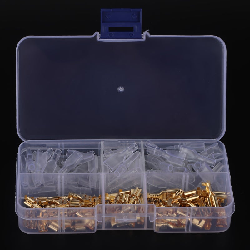 Golden Female Crimp Terminal Electric Wire Connector Set with Sheath 2.8mm / 4.8mm / 6.3mm - Image 2
