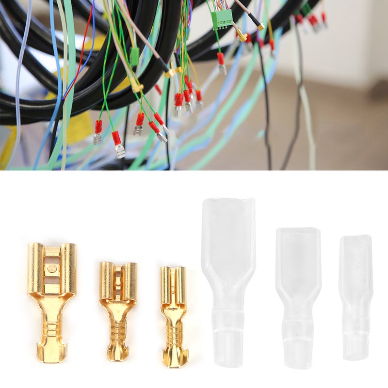 Golden Female Crimp Terminal Electric Wire Connector Set with Sheath 2.8mm / 4.8mm / 6.3mm - Image 5