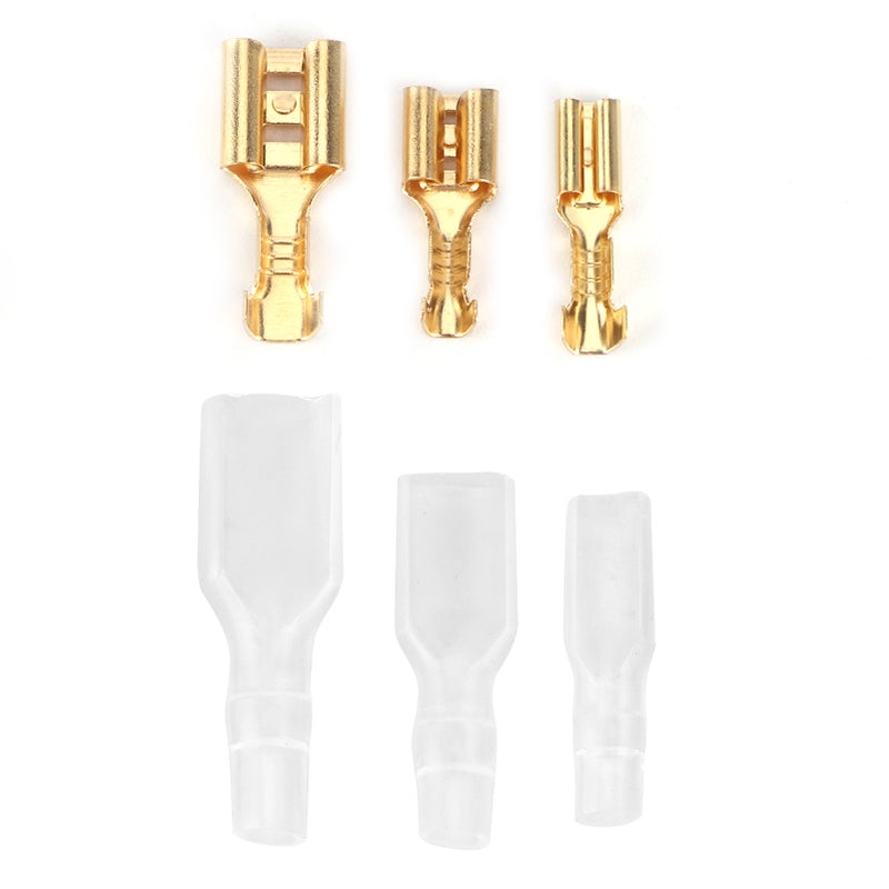 Golden Female Crimp Terminal Electric Wire Connector Set with Sheath 2.8mm / 4.8mm / 6.3mm - Image 1