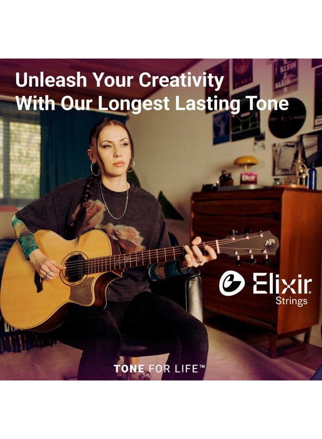 ELIXIR Strings Phosphor Bronze Acoustic Guitar Strings W Nanoweb Coating, Custom Light (.011-.052) - Image 5