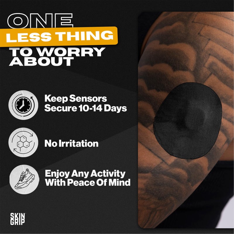 Skin Grip Adhesive Patches Compatible with Dexcom G7 & Stelo CGM â€“ Waterproof & Sweatproof Cover for Continuous Glucose Monitor Sensor, Stays Secure for 10-15 Days â€“ 20 Pack, Black - Image 3