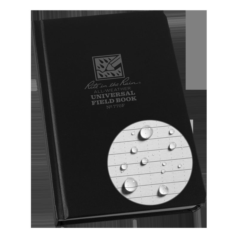 Rite in the Rain Weatherproof Hard Cover Notebook, 4.75" x 7.5", Black Cover, Universal Pattern (No. 770F) - Image 1