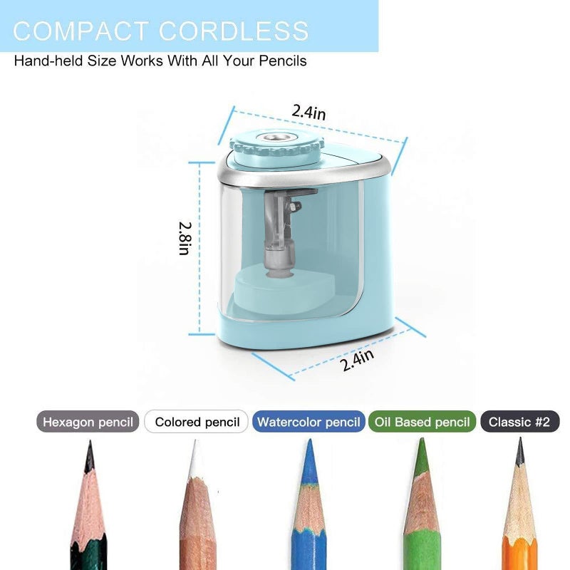 Aogwat Pencil Sharpener Electric Pencil Sharpener for Kids, Blade to Fast Sharpen, Suitable for No.2/School/Classroom/Office/Home (Blue) - Image 3