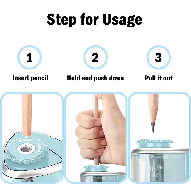 Aogwat Pencil Sharpener Electric Pencil Sharpener for Kids, Blade to Fast Sharpen, Suitable for No.2/School/Classroom/Office/Home (Blue) - Image 4