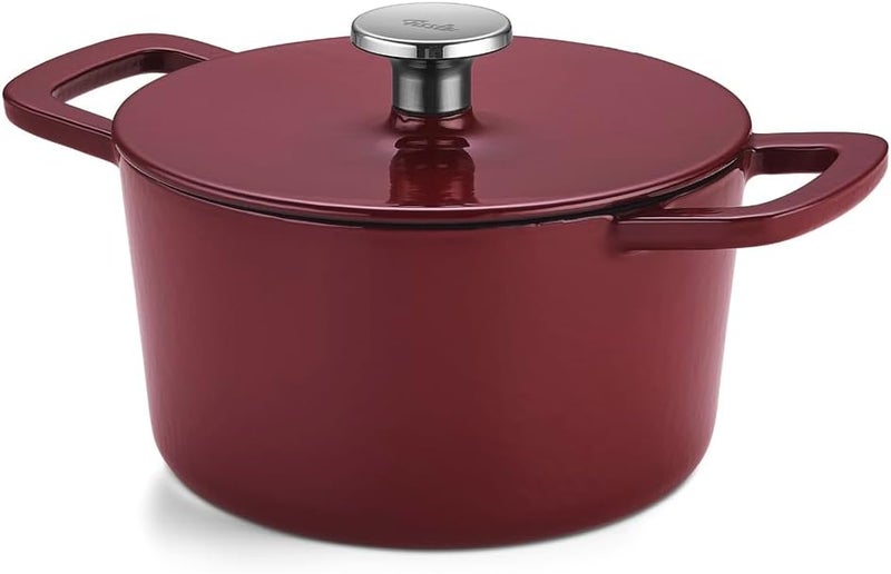 Fissler Moments Collection/Enamelled Cast Iron Round Casserole Dish (Ø 20 cm) Cast-Iron Casserole Pot Cocotte AromaStar Function Induction - Burgundy Red Temp fluctuation resistant crafted quality - Image 4