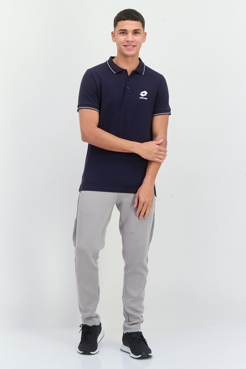 LOTTO Men Sportswear Fit Short Sleeves Outdoor Polo Shirt, Navy - Image 4