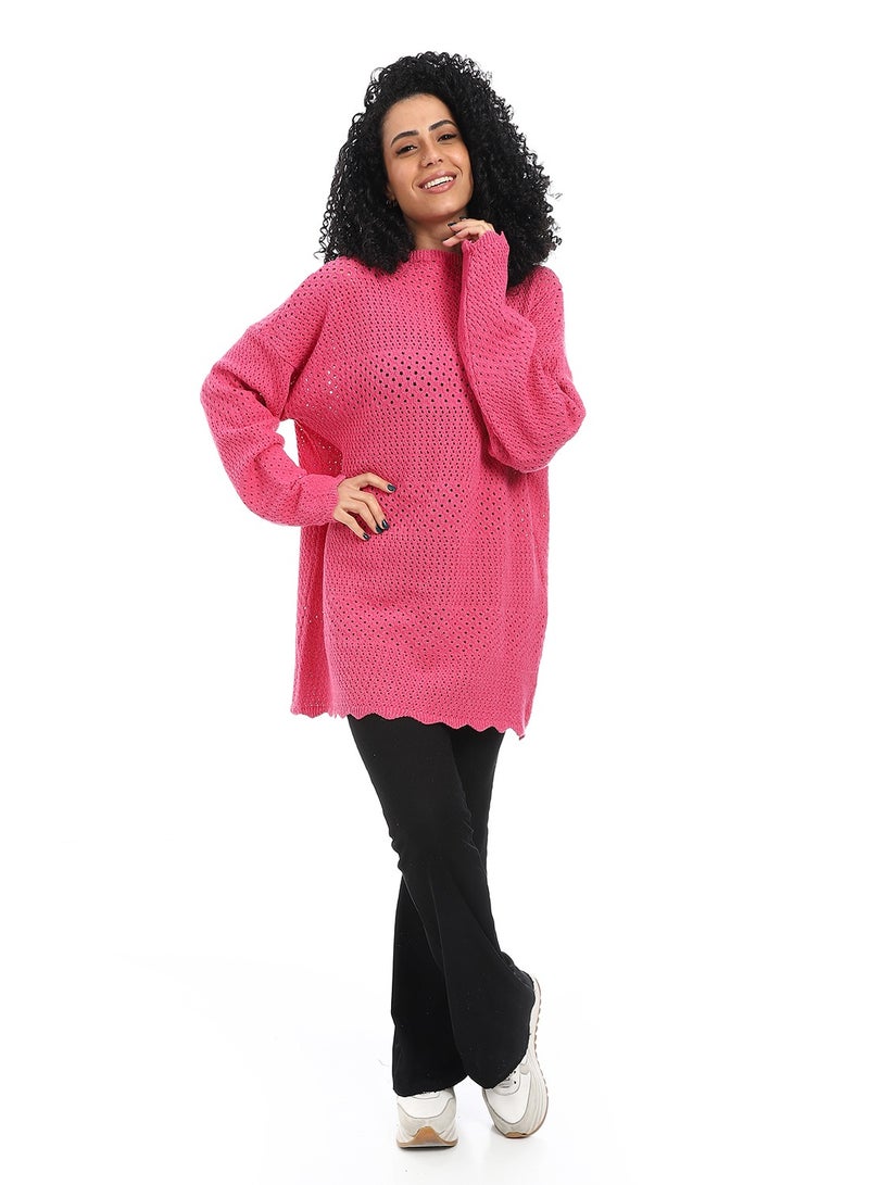 Caesar Women Wool Long Pullover Round Neck  - Image 2