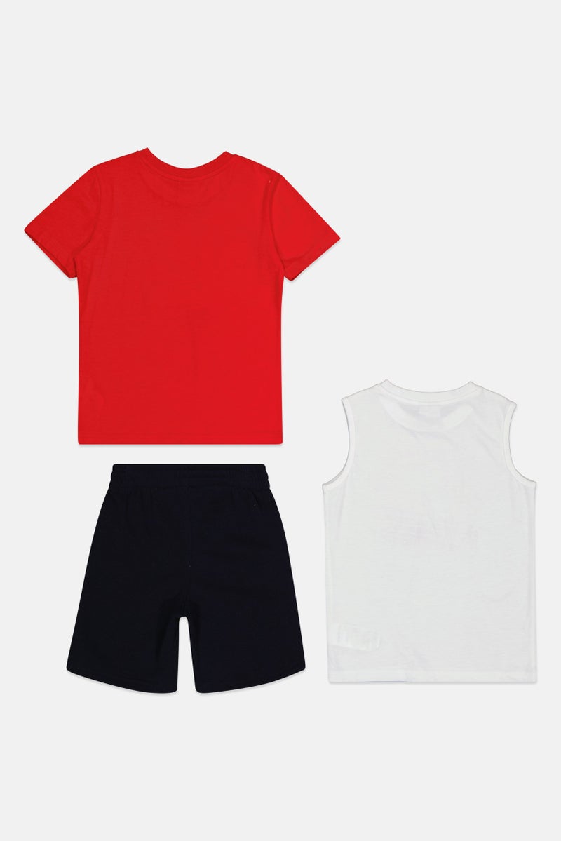 PUMA Kids Boy 3 Pieces Brand Logo T-Shirt Vest And Short Set, Multicolor - Image 3