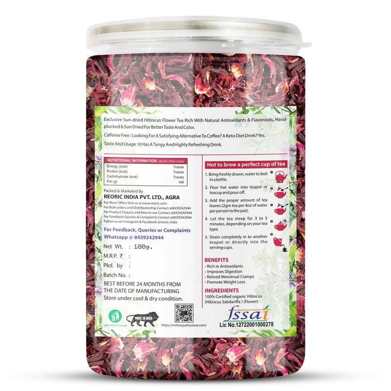 BRALCON Organic Herbal Tea Combo Pack- Butterfly Pea Flower Tea, Hibiscus Flower Tea, Chamomile Flower Tea- 300g(100g x 3 Pack) | Blue Pea Tea | Premium Hibiscus Tea | Chamomile Tea| Boost Immunity - Image 4