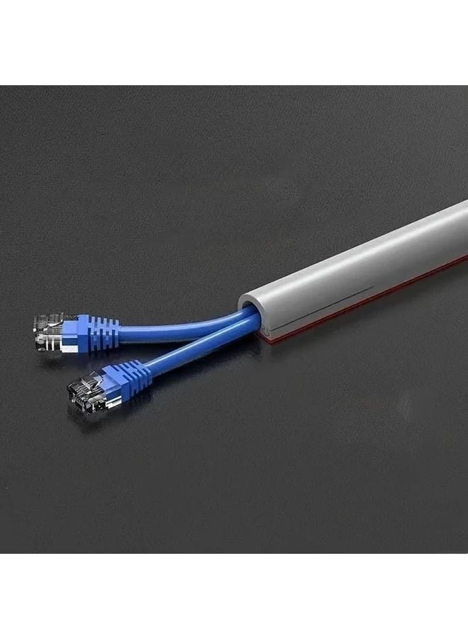 78.74 Inch Grey Flexible Cable Channel Heavy Duty Rubber Wire Conduit for Ethernet USB C RJ45 - Image 1