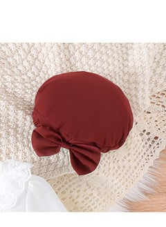 Generic Baby Girl Princess Dress with Bow and Lace Collar, Maroon Skirt, Hat Set for 12-18 Months, Perfect for Special Occasions  - Image 3