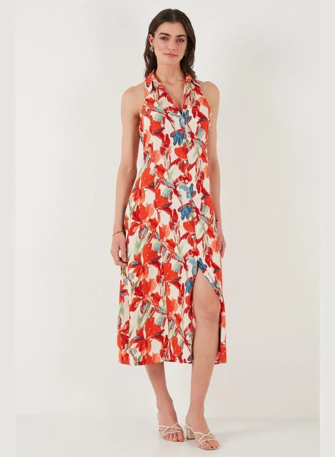 Lela  Lela Patterned Slim Fit Buttoned Midi Length Shirt Dress Women's DRESS 6772451 for Women | Best Price UAE