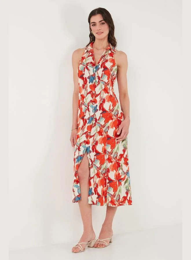 Lela  Lela Patterned Slim Fit Buttoned Midi Length Shirt Dress Women's DRESS 6772451 for Women | Best Price UAE