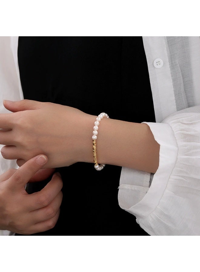 Goolsky Light Luxury High-End Korean-Style Fashion Pearl Bracelet - Internet Celebrity Niche Design with Zircon, Aesthetic Elegant Bangle for Women, Versatile and Stylish Jewelry - Image 5