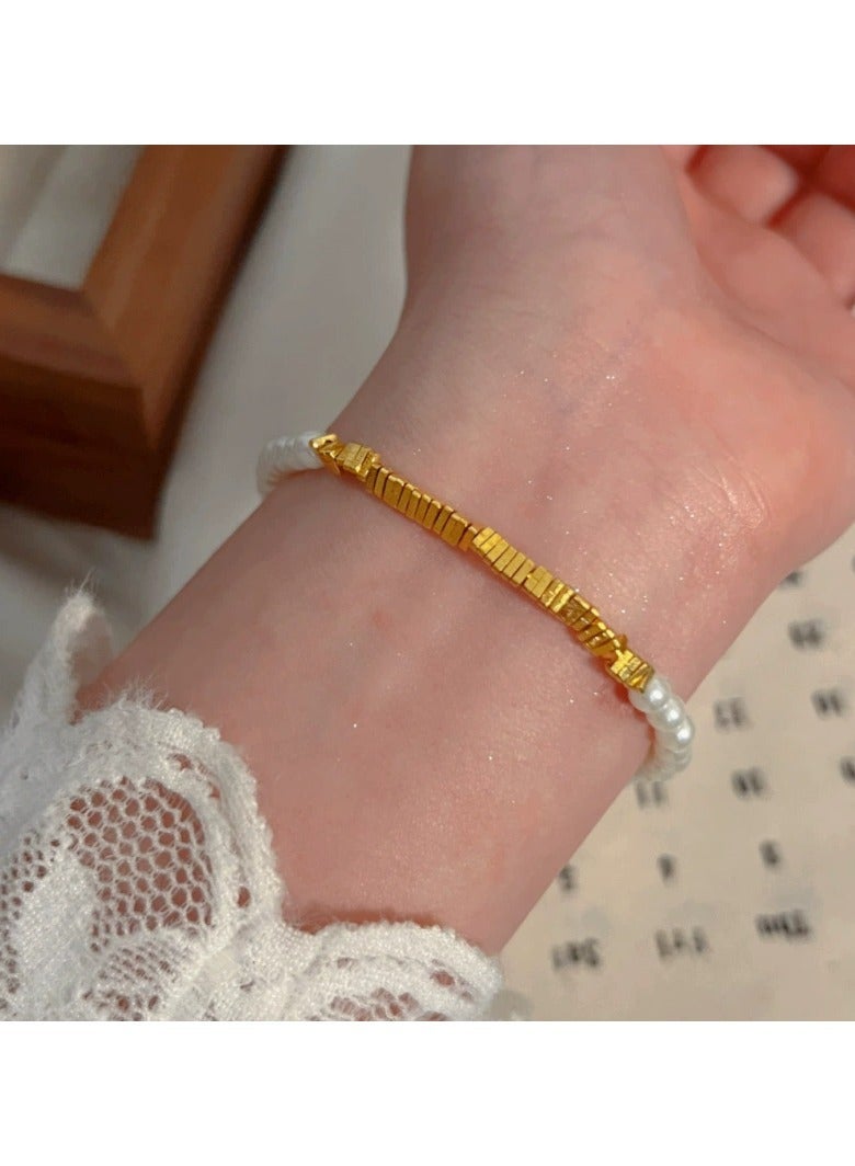 Goolsky Light Luxury High-End Korean-Style Fashion Pearl Bracelet - Internet Celebrity Niche Design with Zircon, Aesthetic Elegant Bangle for Women, Versatile and Stylish Jewelry - Image 1