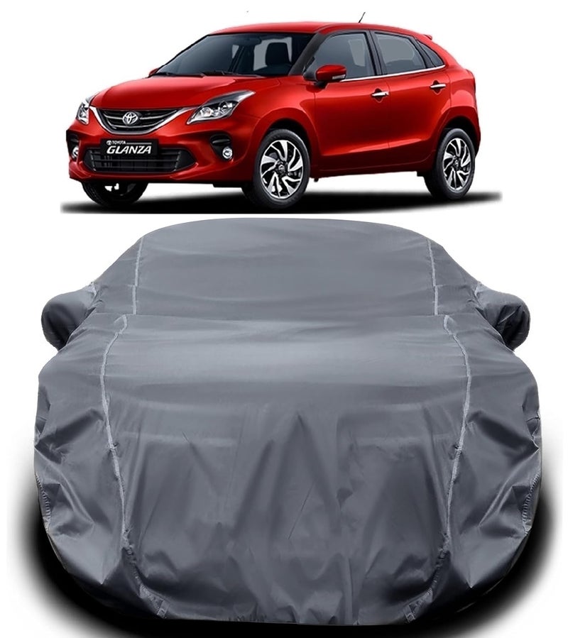 PODWILS Toyota Glanza Car Cover Waterproof with Triple Stitched Fully Elastic Ultra Surface Body Protection (Grey Look) - Image 1