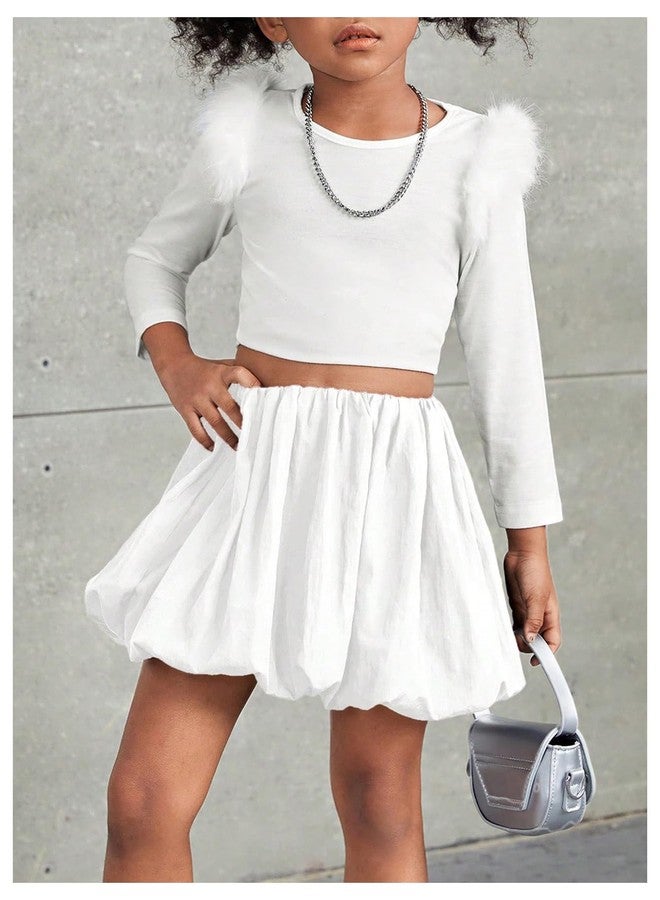 ميك ميشيك تنورة قصيرة مكشكشة للبنات الصغيرات من MakeMeChic، ملابس بنات بيضاء مقاس 7 سنوات - Image 5