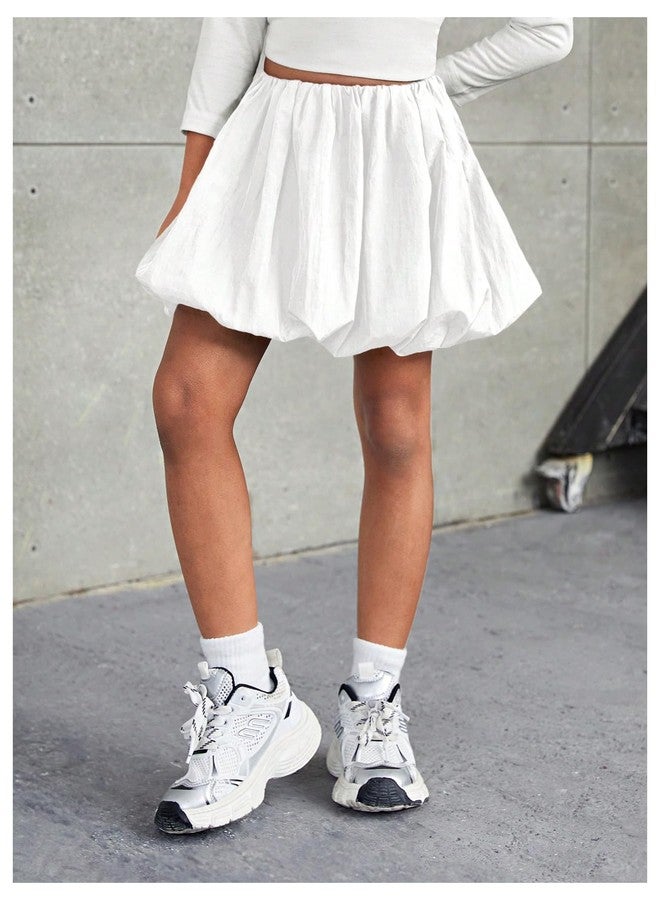 ميك ميشيك تنورة قصيرة مكشكشة للبنات الصغيرات من MakeMeChic، ملابس بنات بيضاء مقاس 7 سنوات - Image 3