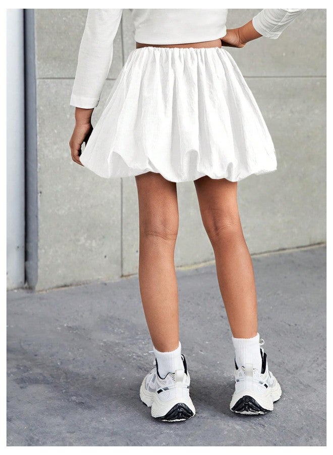 ميك ميشيك تنورة قصيرة مكشكشة للبنات الصغيرات من MakeMeChic، ملابس بنات بيضاء مقاس 7 سنوات - Image 2