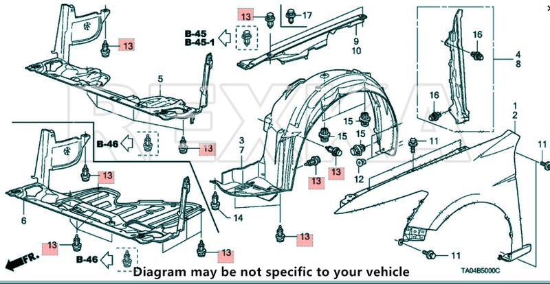 Rexka 40pcs Bumper Fender Grille Clips Stem Length 13 mm Compatible with Honda Acura 91505-S9A-003 Accord Civic CR-V MDX RDX - Image 5