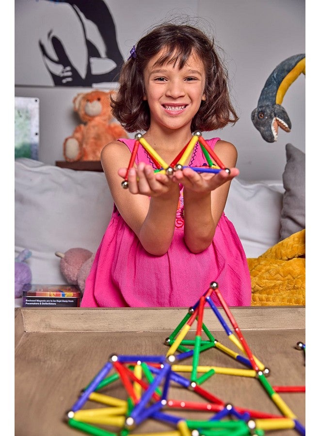 CMS MAGNETICS - (156-Piece Multi-Color Magnet Building Toy Tin Box Case Construction Sticks Set STEM Educational Learning Activity for Brain Development, Creativity, Imagination, Attention Span - Image 5