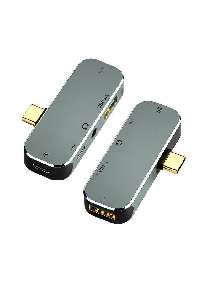 Flossie 5 in 1 Mini HUB Type C Hub Hot Swappable 10Gbps 100W Type c Expansion Dock Type C to PD+Type C+AUX+USB3.1+AUX+USB2.0 Hub for Win for Android for OS X - Image 1