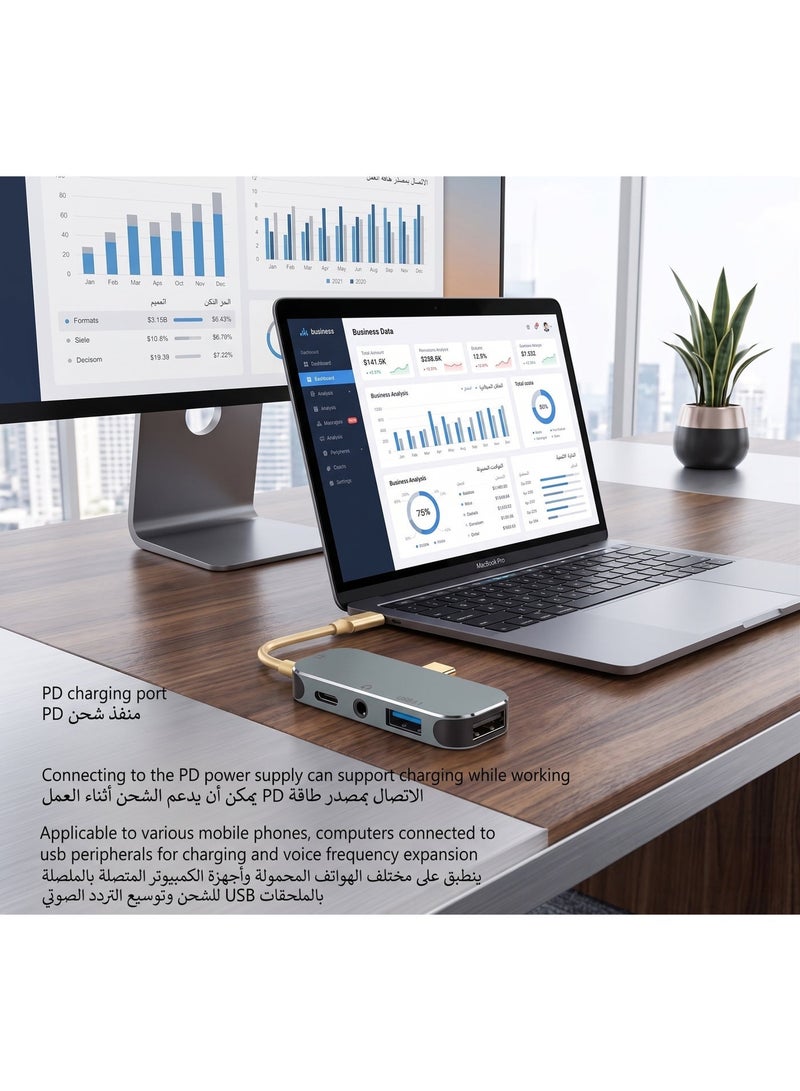 Flossie 5 in 1 Mini HUB Type C Hub Hot Swappable 10Gbps 100W Type c Expansion Dock Type C to PD+Type C+AUX+USB3.1+AUX+USB2.0 Hub for Win for Android for OS X - Image 5