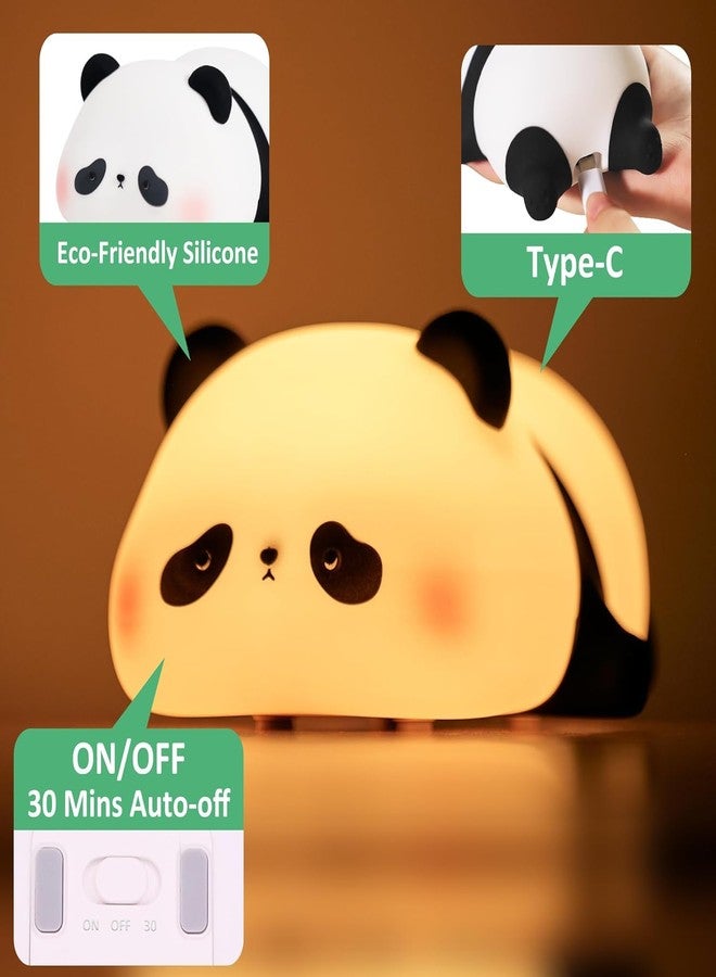 TechPride Panda Night Lamp | Tap Color Change Silicon Lamp | Rechargeable Cute Bedside Lamp for Kids, Girls & Boys | Bedroom Decor, Valentine Gift & Nightlight (White - Sleeping Panda Lamp) - Image 2