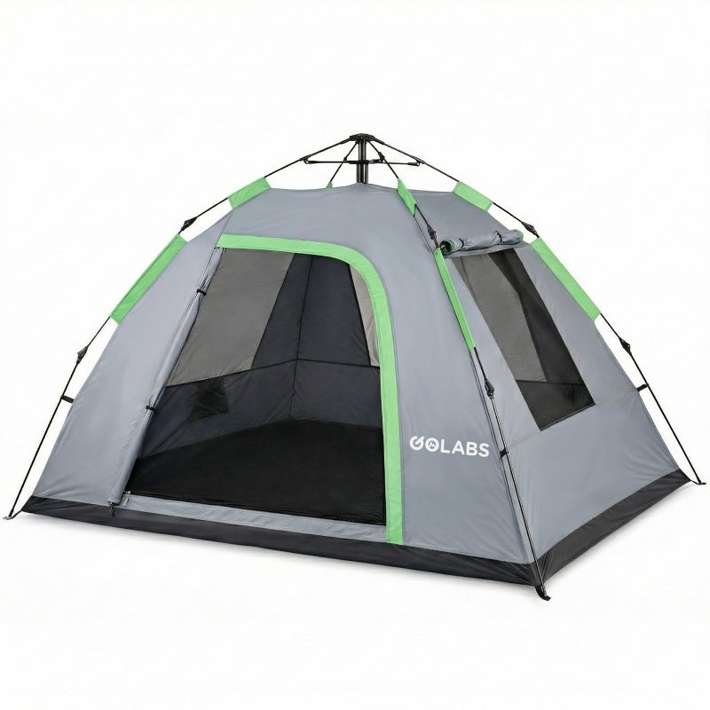 Golabs CT3 2 Person Instant Camping Tent, 1-Minute Setup by Pre-Attached Pole, 4 Side Mesh & Door Ventilation, Lightweight 4.8lbs Portable Design with Carry Bag, Inner Storage Pockets & Hooks for Park - Image 1