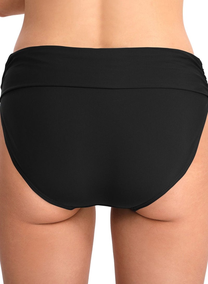 Loquat Stretch Hip Lift Pleated Swimming Trunks Solid Color Women's Swimming Briefs Beach Swimming Trunks  - Image 3
