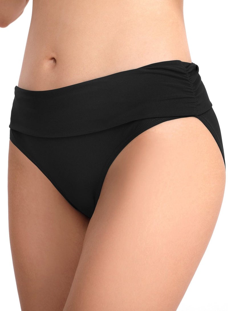 Loquat Stretch Hip Lift Pleated Swimming Trunks Solid Color Women's Swimming Briefs Beach Swimming Trunks  - Image 2