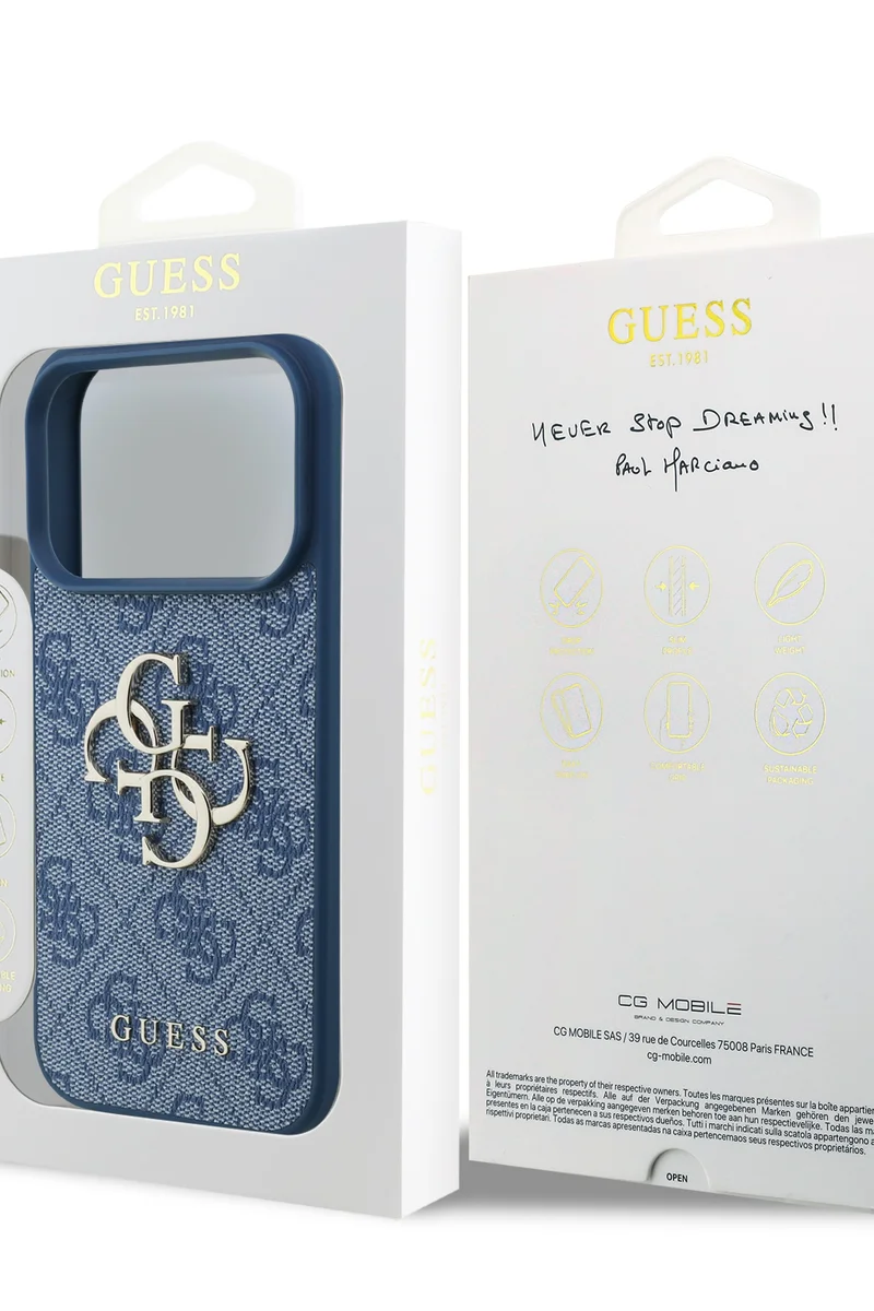 GUESS iPhone 17 Pro Case PU Leather With Big 4G & Classic Logo / Ultra Slim / lightweight design / Easy Installation - Blue