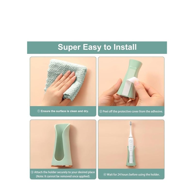 Zikra 2 Pack Electric Toothbrush Holder Wall Mounted, Self-Adhesive Electric Toothbrush Holder for Bathroom Shower, Soft Silicone House Design, Pink & Green - Image 5