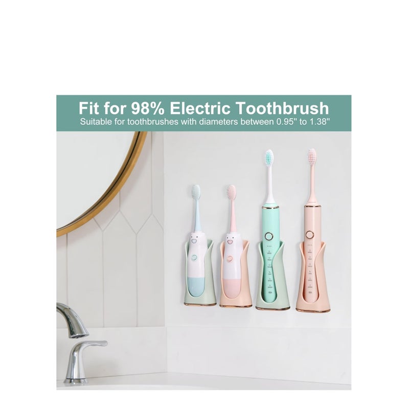 Zikra 2 Pack Electric Toothbrush Holder Wall Mounted, Self-Adhesive Electric Toothbrush Holder for Bathroom Shower, Soft Silicone House Design, Pink & Green - Image 2