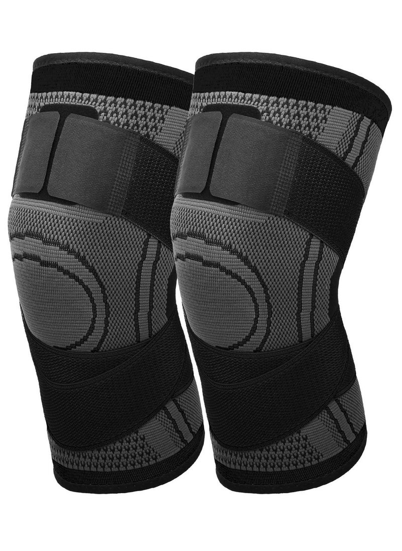 Generic 2-Piece L-Size Leg Compression Sleeve Full Leg Knee Brace for Support Protector for Running,Weightlifting, Workout  - Image 1