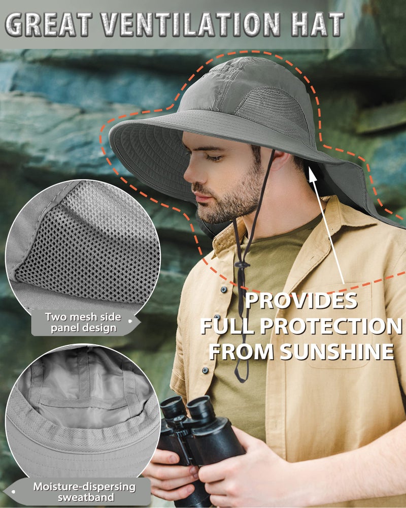 Tirrinia Neck Flap Fishing Safari Cap for Men & Women, Wide Brim Sun Hat for Outdoor Hiking, Camping, Gardening - Image 3